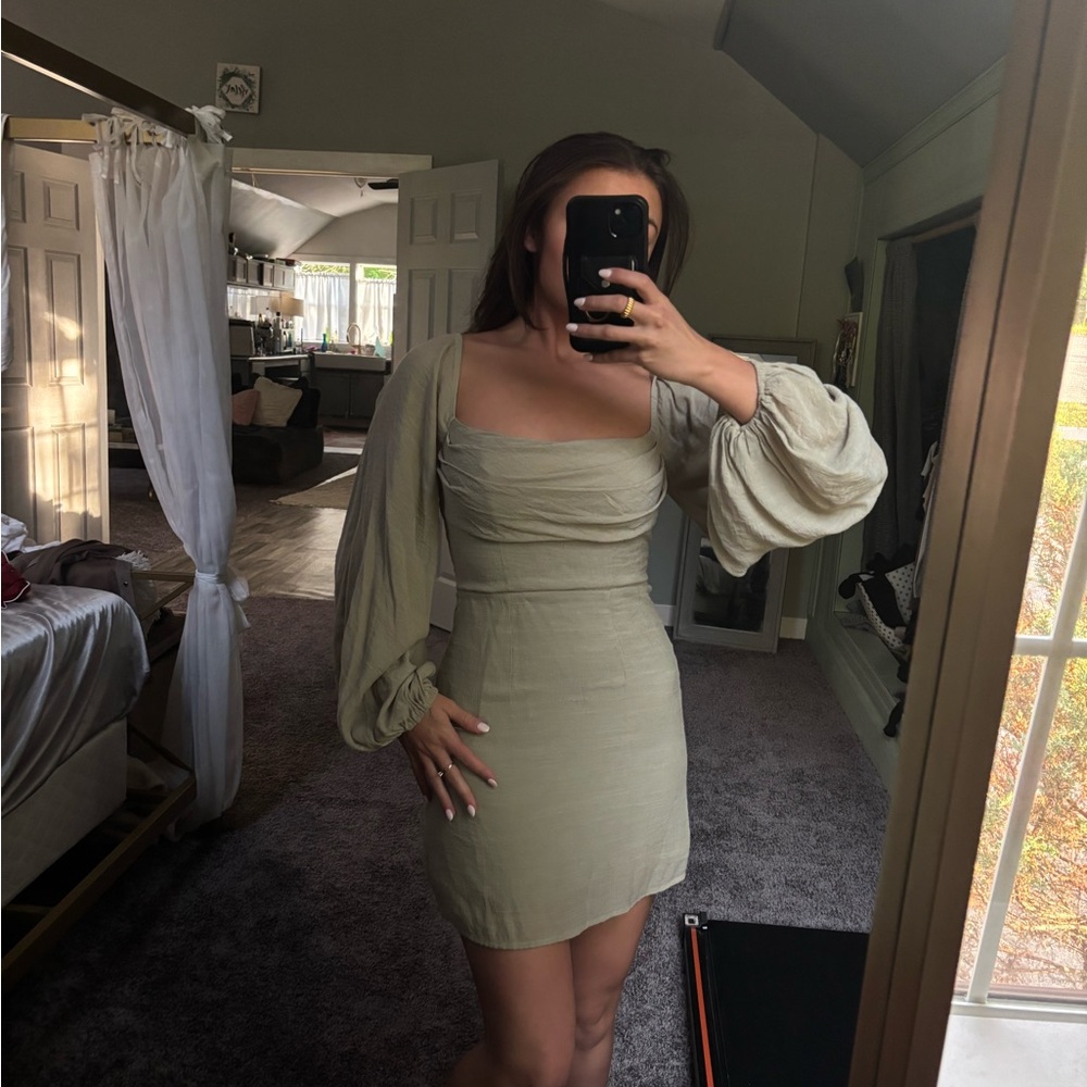 Princess Polly Warra Mini Dress in Sage - Picture 4 of 6